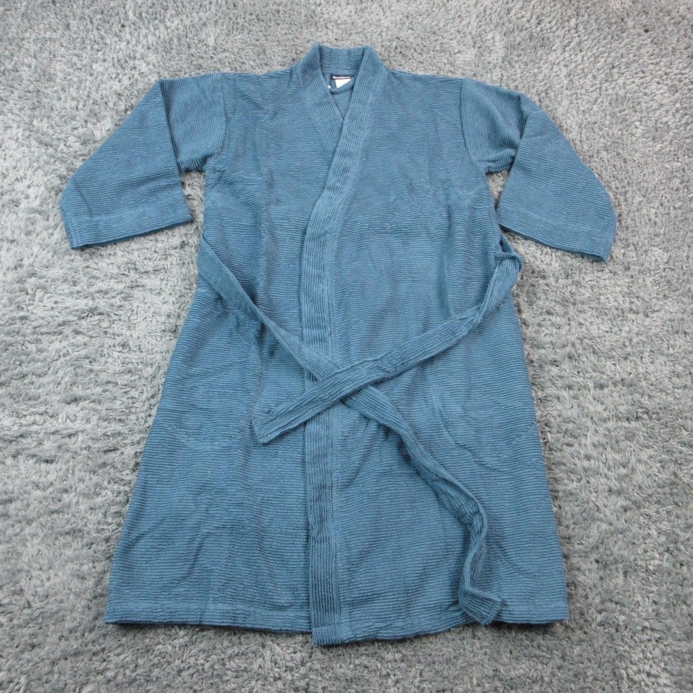 Brooklinen Robe Womens XS/S Blue Kimono Belted 100% Cotton Terry 3/4 Sleeve NWT